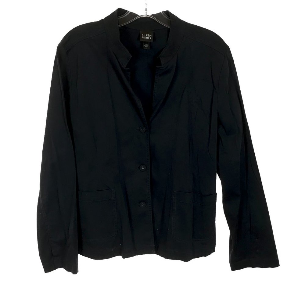 Womens Size Large Eileen Fisher Black Lightweight Longsleeve Jacket